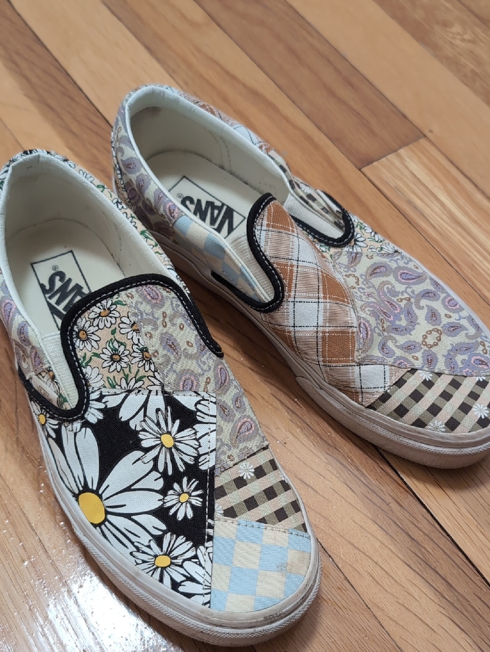 Vans Patchwork Slip-On Sneakers - Multicolor Floral & Plaid